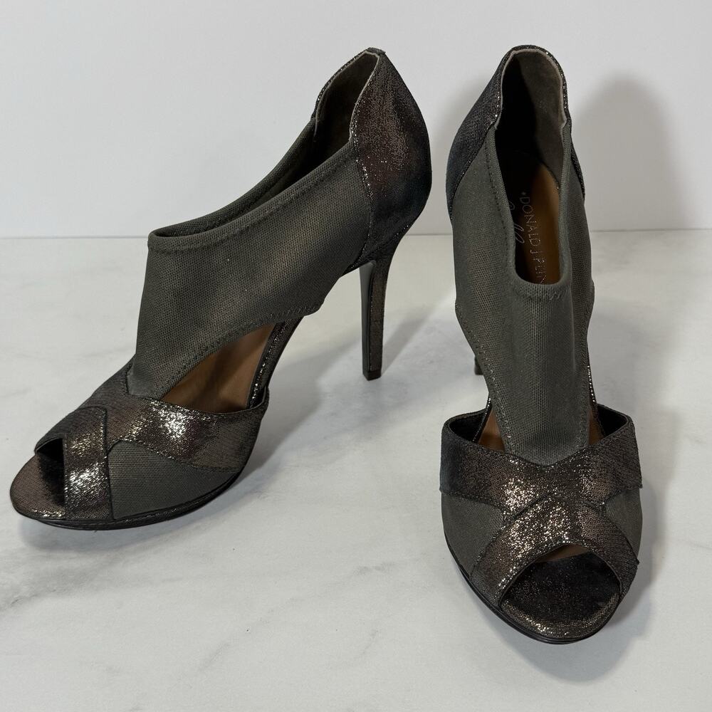 Donald J Pliner PAUSHA Bronze Metallic Pumps Size 9.5M Peep Toe 4.5” High Heels - Picture 2 of 12